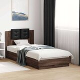  Okvir za krevet s uzglavljem smeđa boja hrasta 90x190 cm drveni | shoptok.hr