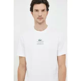 Lacoste Bombažna kratka majica bela barva