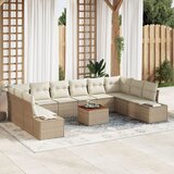 vidaXL 11 delni vrtni sofa set z blazinami Bež Poli ratan Akacija Cene