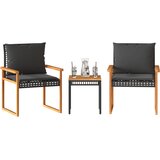  3-dijelni bistro set s jastucima poliratan i drvo bagrema crni | Eponuda.com