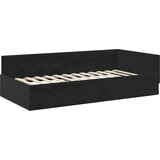 vidaXL Kotna postelja Drugo Črna 90 x 200 cm Samet in sodobno leseno | Shoptok.si