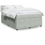 vidaXL Box spring postelja z vzmetnico svetlo siv 140x190 cm žamet | Shoptok.si