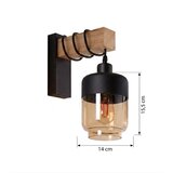 Brilagi Zidna svetiljka WOOD GLASS 1xE27/60W/230V borovina/crna/zadimljeno braon | Eponuda.com