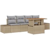vidaXL Vrtna sofa garnitura Set 5 Bež Ratan Zunanja jedilna garnitura | Shoptok.si