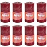 Bolsius rustične debele svijeće Shine 8 kom 100x50mm baršunasto crvene | shoptok.hr