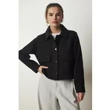 Happiness İstanbul Women's Black Pocket Cachet Jacket