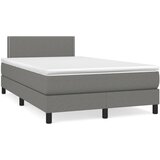 vidaXL Box spring postelja z vzmetnico LED temno siva 120x190 cm blago | Shoptok.si