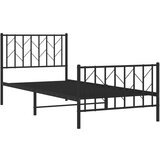 vidaXL Kovinski posteljni okvir z vzglavjem in vznožjem črn 90x200 cm | Shoptok.si