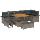  Sjedeća garnitura za vrt 9 kom. Siva poliratan 297,5 x 132,5 x 85 cm | Shoptok.si
