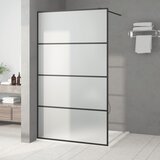 Pregrada za tuš crna 115 x 195 cm s mutnim staklom ESG | shoptok.hr