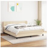 vidaXL Box spring postelja z vzmetnico krem 160x200 cm blago Cene