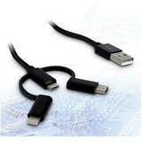 Inter-tech USB2.0 na mUSB/USB-C/Lightning 1m črn kabel | Shoptok.si