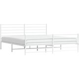  Metalni okvir kreveta uzglavlje i podnožje bijeli 200x200 cm | shoptok.hr