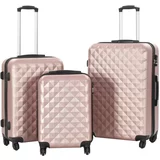  3-dijelni set čvrstih kovčega ružičasto-zlatni ABS
