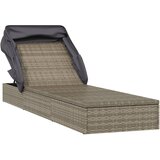 LEŽAJ za sunčanje sklopivi krov sivi 213 x 63 x 97 cm poliratan | shoptok.hr