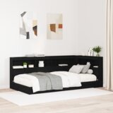 vidaXL Skladiščni naslon s polico z vzglavjem s shranjevanjem Črni hrast 90 cm Melamin | Shoptok.si