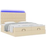 vidaXL Otomanski posteljni okvir z vzmetnicami krem 200x200 cm blago | Shoptok.si