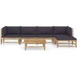  6-dijelna vrtna garnitura od bambusa s tamnosivim jastucima | shoptok.hr