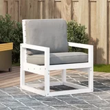 vidaXL Vrtna stolica bijela 57 5 x 63 x 76 cm od masivne borovine