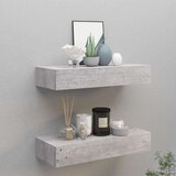 vidaXL Stenska polica s predalom 2 kosa betonsko siva 60x23,5x10cm MDF Cene