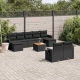  10-dijelni set vrtnih sofa s jastucima crni od poliratana | shoptok.hr