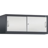 C+P ACURADO zgornja omarica z drsnimi vrati, VxŠxG 500 x 1200 x 500 mm, črno sive / svetlo sive barve | Shoptok.si