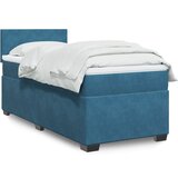 vidaXL Box spring postelja z vzmetnico modra 90x190 cm žamet | Shoptok.si