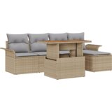  6-dijelni vrtni set sofa s jastučićima Bež Poli Ratan | shoptok.hr