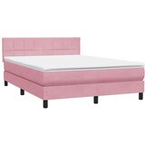  Krevet s oprugama i madracem ružičasti 140x210 cm baršunasti | shoptok.hr
