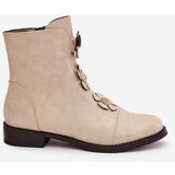 Boto Insulated Women's Ankle Boots Flat Heel Decorative Flowers Golden Pravienne | shoptok.hr