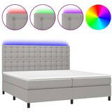 The Living Store Box spring postelja z vzmetnico LED sv. siva 200x200 cm blago - Box Spring Postelja, (21520428) | Shoptok.si