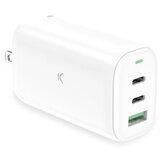 Ksix GaN ultrabrzi zidni punjač 65W, PPS, US+EU+UK priključci, bijeli | shoptok.hr