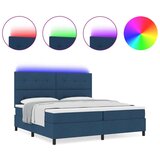  Postelja s škatlasto vzmetnico in LED modra 200x200 cm Tkanina, (22083117) | Shoptok.si