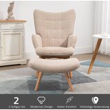  Namjenska fotelja s podnožjem naslonjač s izgledom korduroja fotelja s drvenim nogama za dnevni boravak bež | shoptok.hr
