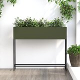 vidaXL Olivno zelena Kovina 100 x 26 x 82 cm Zaboj za rastline Cene