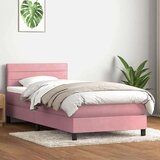Box spring postelja z vzmetnico roza 90x220 cm žamet, (21791804) Cene