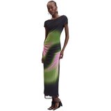 Desigual Dolge obleke VEST_CRACOVIA 26WWVK32 Zelena Cene