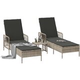  Ležaljka na suncu Set od 3 Svijetlosiva i tamnosiva PE ratan metal | shoptok.hr