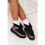 Boto Low Women's Snow Boots Insulated With Fur With Thick Lacing Black Xarina | Shoptok.si