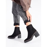 Shelvt Suede black stiletto ankle boots | Shoptok.si