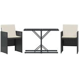  3-dijelni bistro set s jastucima crni od poliratana | shoptok.hr