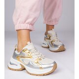  Gold sporty sneakers with thick sole Asetrina | Shoptok.si