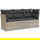 Maison Chic Seti vrtnega pohištva - Vrtna garnitura - Vrtni pohištvo set 3-delna z blazinami siv poli ratan, (21809196) | Shoptok.si