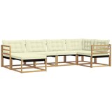 vidaXL Zunanja garnitura za sedenje z blazino 6 pcs Bela in krem, (5000271008) | Shoptok.si