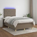  s oprugama i madracem LED smeđesivi 120x190cm od tkanine | shoptok.hr