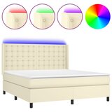  box spring s madracem LED krem 160x200cm od umjetne kože | shoptok.hr