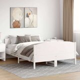  Okvir za krevet s uzglavljem bijeli 135 x 190 cm od borovine | shoptok.hr