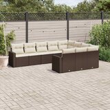  10-dijelni set vrtnih sofa od poliratana s jastucima smeđi | shoptok.hr