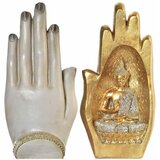  Okrasna Figura DKD Home Decor Siva Zlat Buda Resin (10 x 7,2 x 20,9 cm) (2 kosov) | Shoptok.si