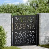 vidaXL Vrtna vrata crna 105x106 cm dizajn čeličnog lišća Cijene